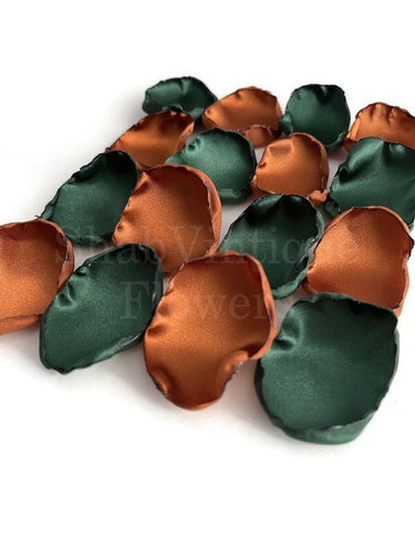 Emerald green and copper mix of flower petals, Birthday Party, flower girl petals, Wedding aisle decor, Fall Wedding Decor